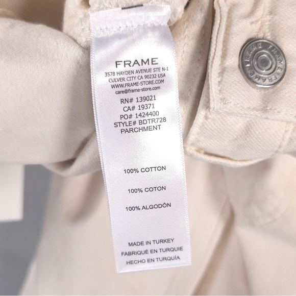 NWT FRAME Button Detail Crop Trousers Twill Pants Wide Leg 100% Cotton Size 24 - Picture 15 of 15